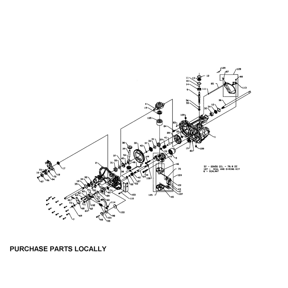 Transmission Diagram and Parts List for SERIES1500  Cub Cadet Lawn Tractor